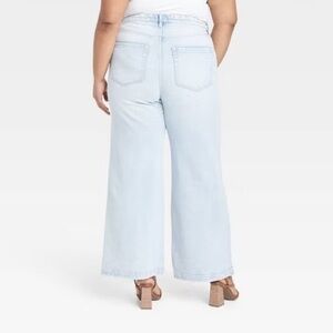 Size 24/R plus size ladies Ava & Viv Sky Blue Wide Leg Jeans